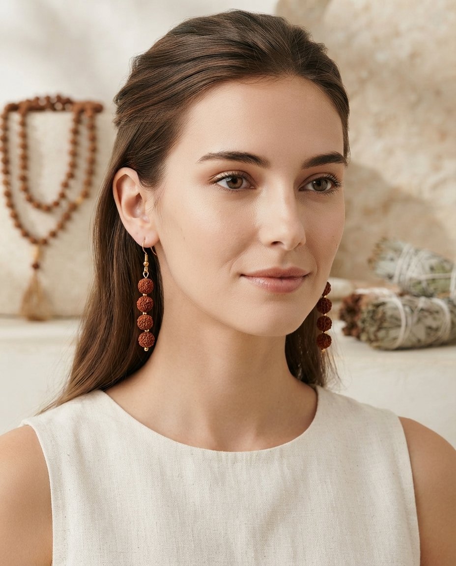 Rudraksha Mala Hanging Earrings Gold Plated  Dangle Earring