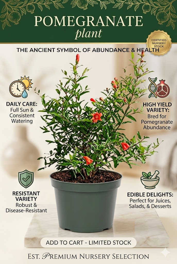 Pomegranate Live Plant | Premium Anar Fruit Tree | Sweet Juicy Fruit Plant for Home Garden, Balcony & Terrace