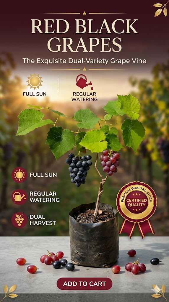 Black Grape Live Plant | Premium Grape Vine Fruit Plant | Sweet Juicy Grapes for Home Garden, Balcony & Terrace