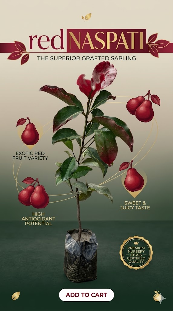 Red Naspati Live Plant | Premium Pear Fruit Tree | Sweet Juicy Pear Plant for Home Garden, Balcony & Terrace