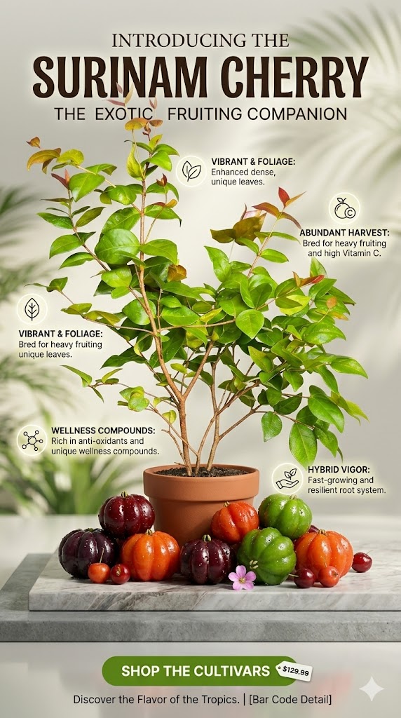 Surinam Cherry Plant | Premium Live Fruit Plant | Brazilian Cherry (Pitanga) Tree | Sweet & Tangy Fruit Bearing Plant for Home Garden & Orchard