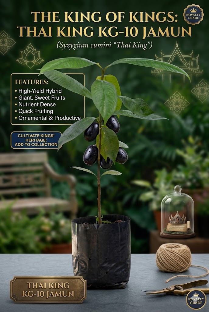 Thai King KG-10 Jamun Plant | Premium Grafted Jamun Tree | Large Size Sweet Fruit Variety | High Yield Fruit Bearing Plant for Home Garden & Farm