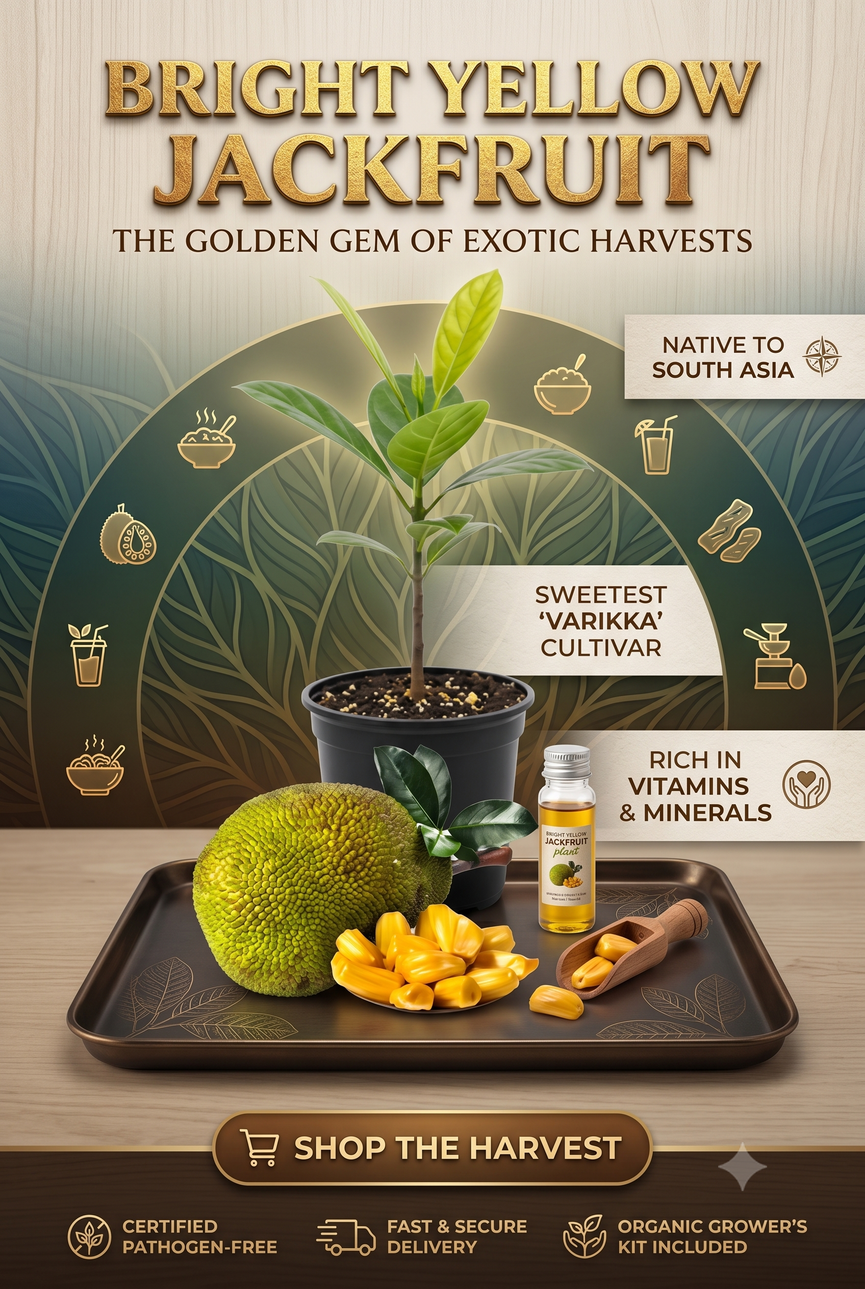 Golden Yellow Jackfruit Live Plant | Premium Sweet Jackfruit Tree | Tropical Fruit Plant for Home Garden, Balcony & Terrace