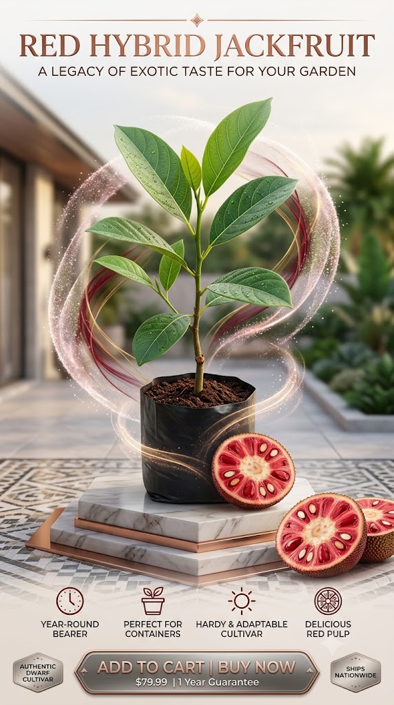 Red Jackfruit Hybrid Live Plant | Premium Exotic Jackfruit Tree | Sweet Fruit Plant for Home Garden, Balcony & Terrace