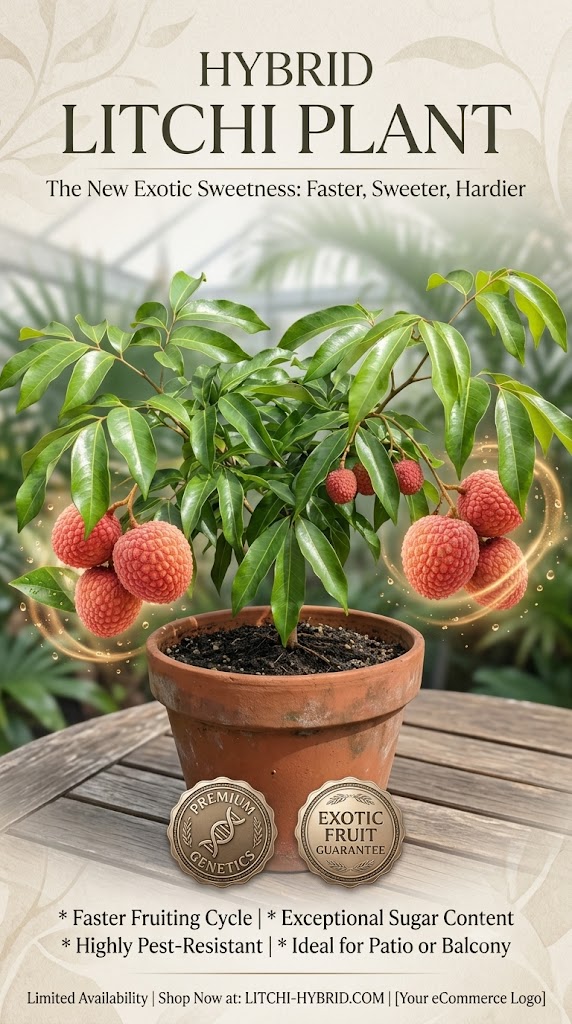Hybrid Litchi Live Plant | Premium Lychee Fruit Tree | Sweet Juicy Litchi Plant for Home Garden, Balcony & Terrace