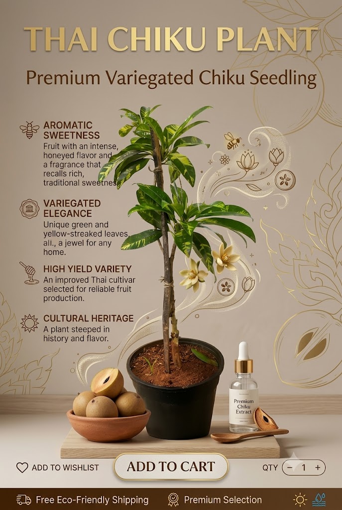 Thai Chiku Live Plant | Premium Sapota Grafted Fruit Tree | Sweet Exotic Chikoo Plant for Home Garden, Balcony & Terrace