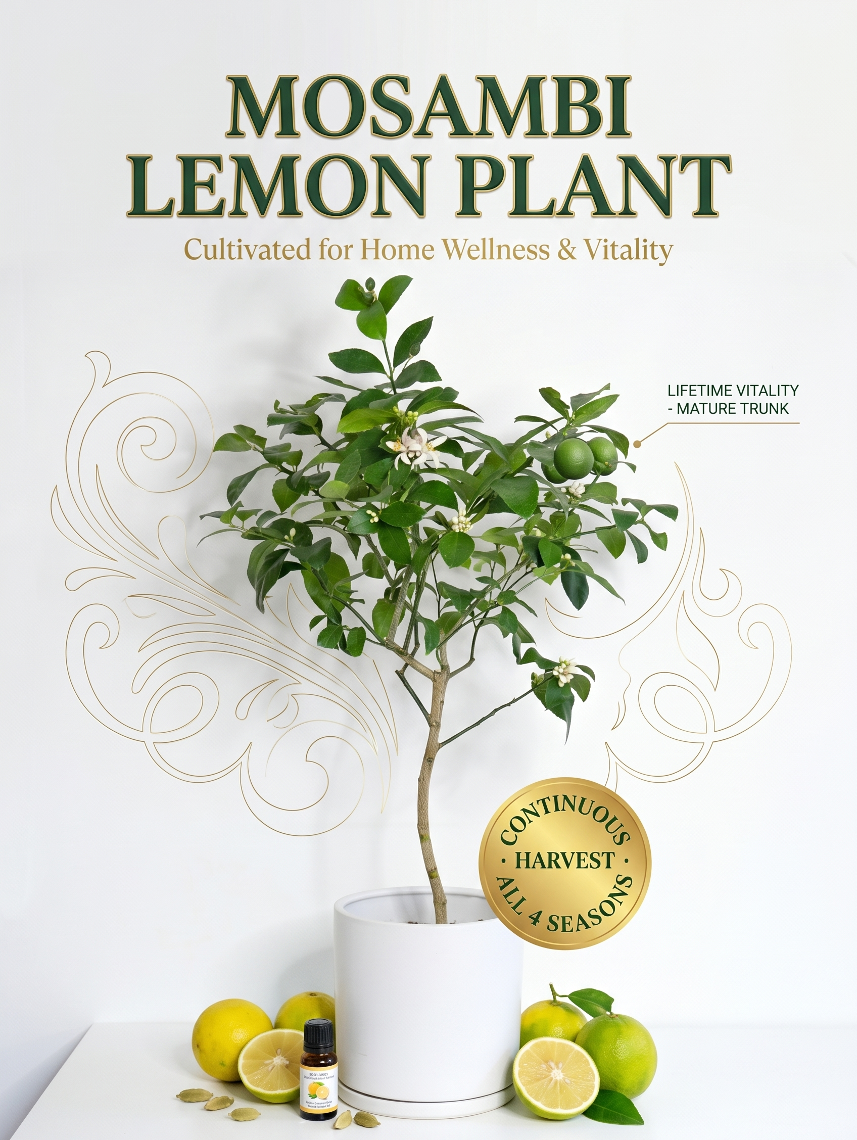 Mosambi Lemon Live Plant | Sweet Lime Grafted Fruit Tree | Premium Citrus Plant for Home Garden, Balcony & Terrace
