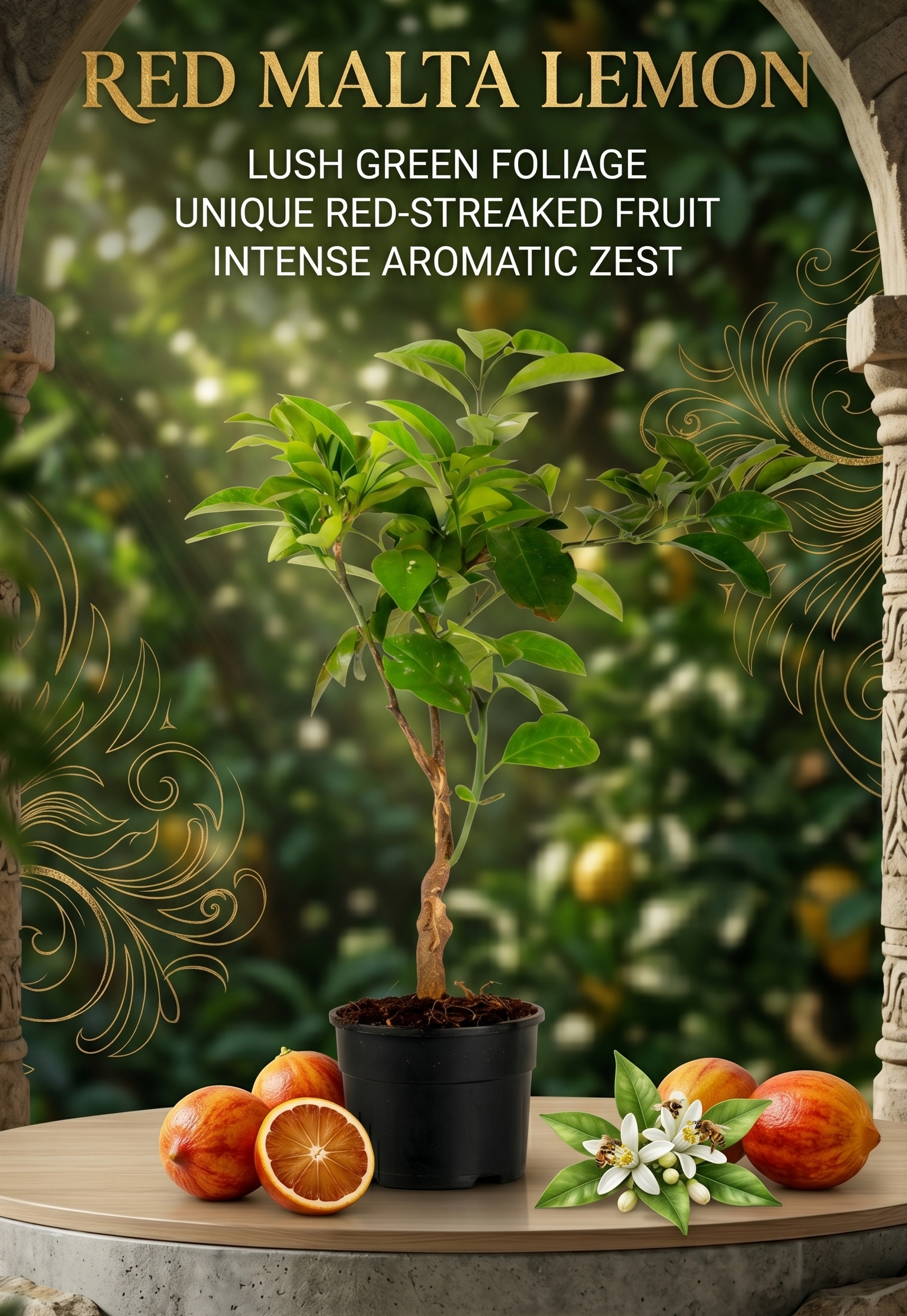 Red Malta Lemon Live Plant | Premium Sweet Citrus Grafted Tree | Exotic Fruit Plant for Home Garden, Balcony & Terrace