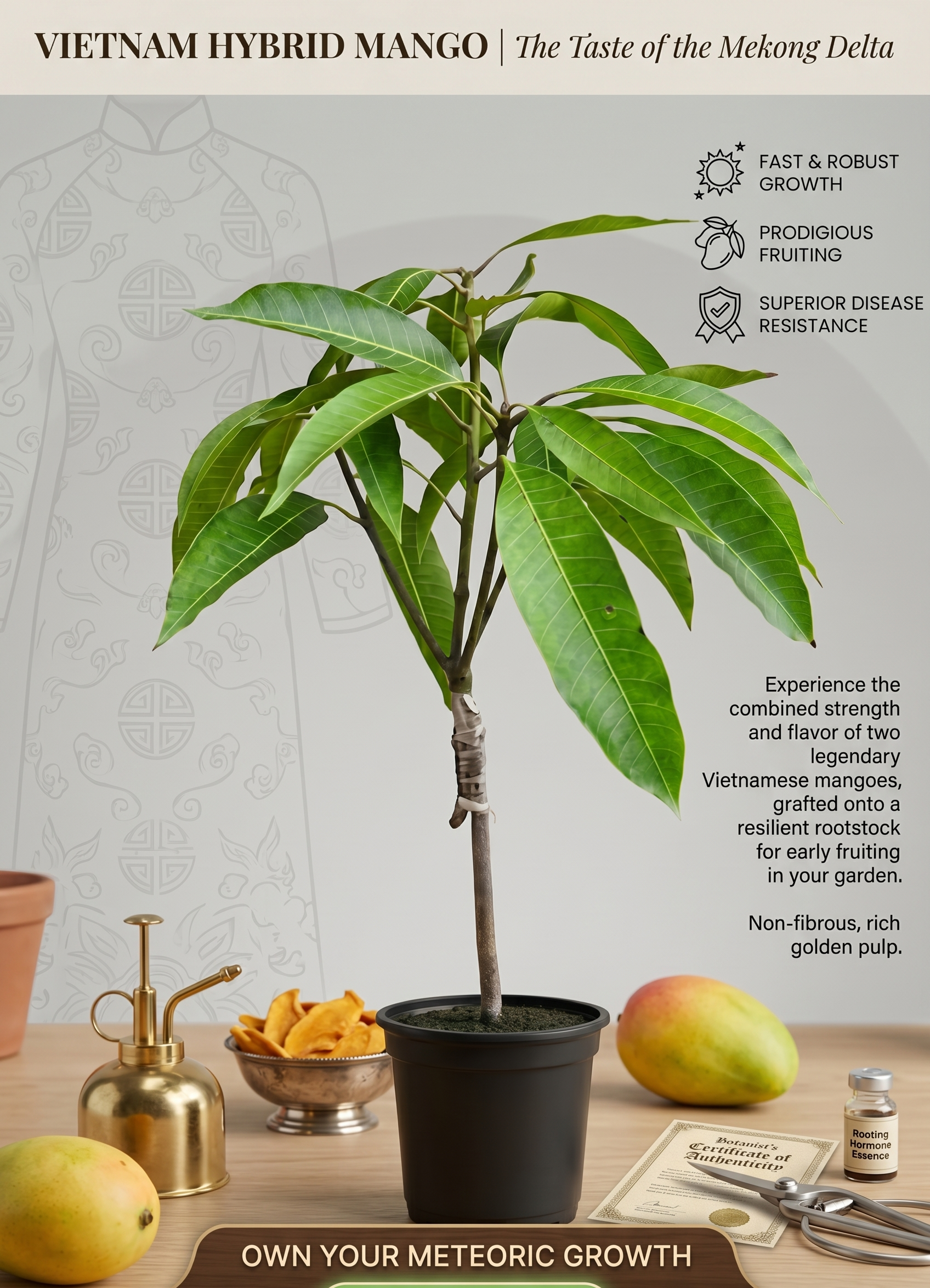Vietnam Hybrid Mango Live Plant | Premium Grafted Mango Tree | Exotic Sweet Fruit Plant for Home Garden, Balcony & Terrace